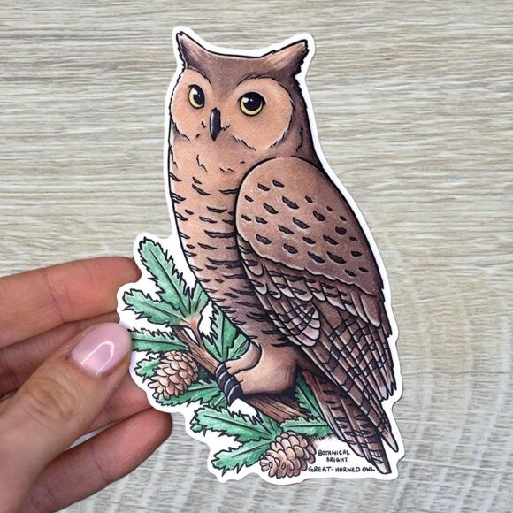 3 for $15 - Great Horned Owl Sticker -‎ Waterproof Vinyl Wildlife & Nature Decal - Picture 6 of 6
